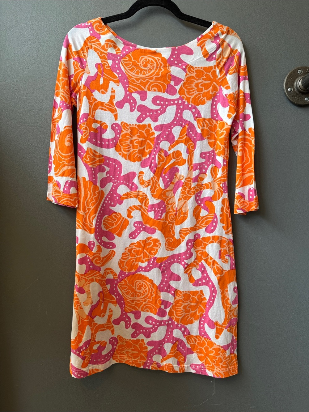 Barbara Gerwit Vintage Vibrant Orange & Pink Floral Shift Dress